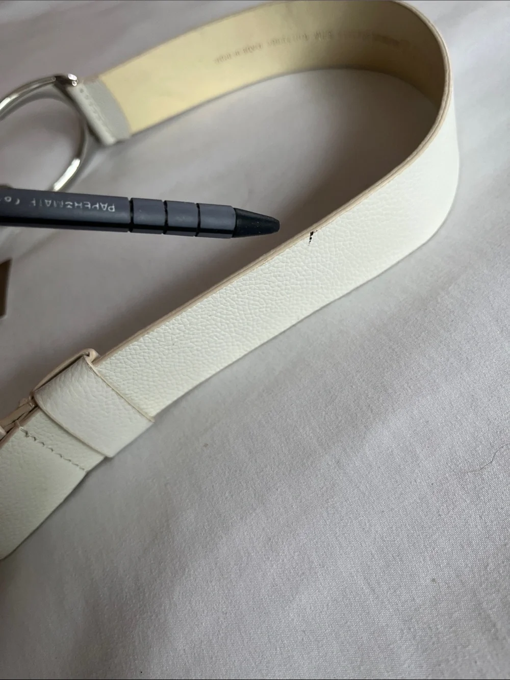 Chicos NWT Chloe 2size High Hip belt white silver oval buckle and hook